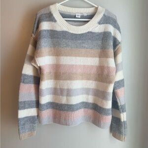 GAP Woman’s Multicolor Oversized Striped Crew Neck Sweater